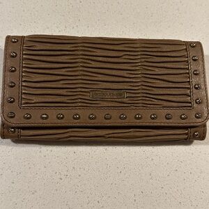 Burberry Leather Light Brown Flap Over Wallet In Excellent Condition  7.5 X 4”